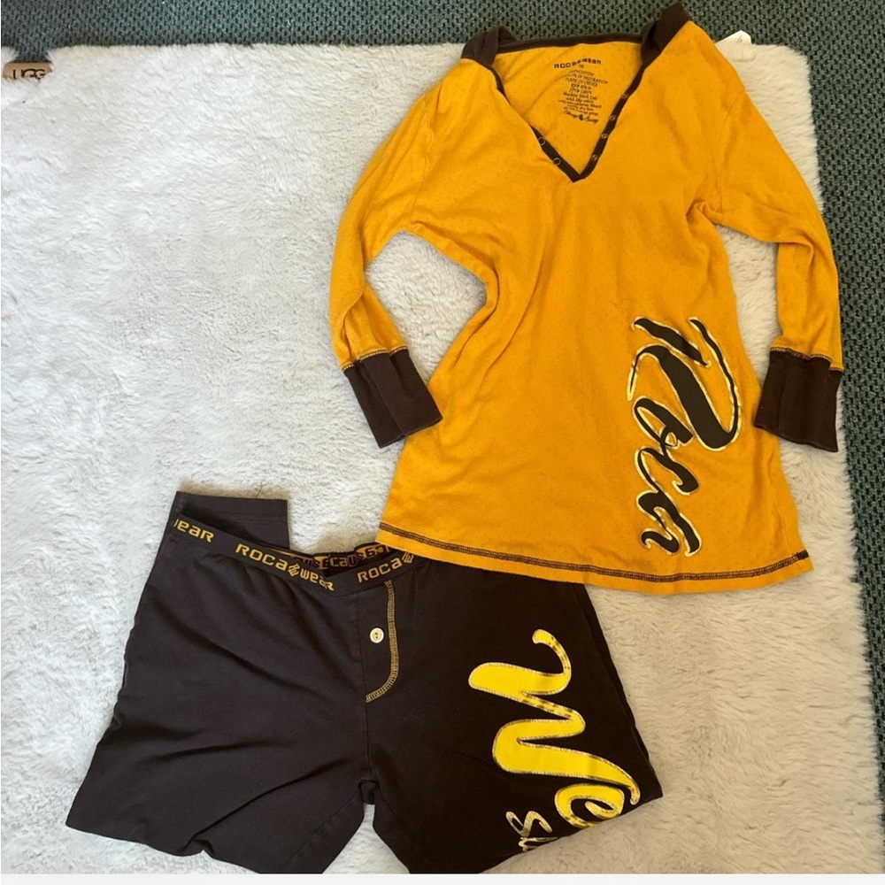 Rocawear Women's Yellow and Black Sleepwear Set